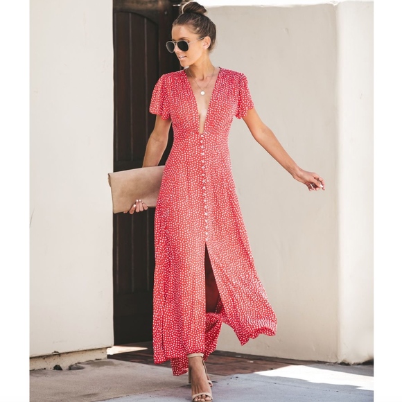 heart print maxi dress